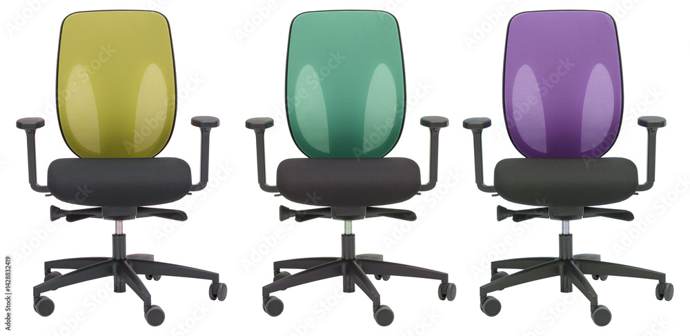 chair has a backrest and armrests that can be adjusted in height cut out isolated transparent background