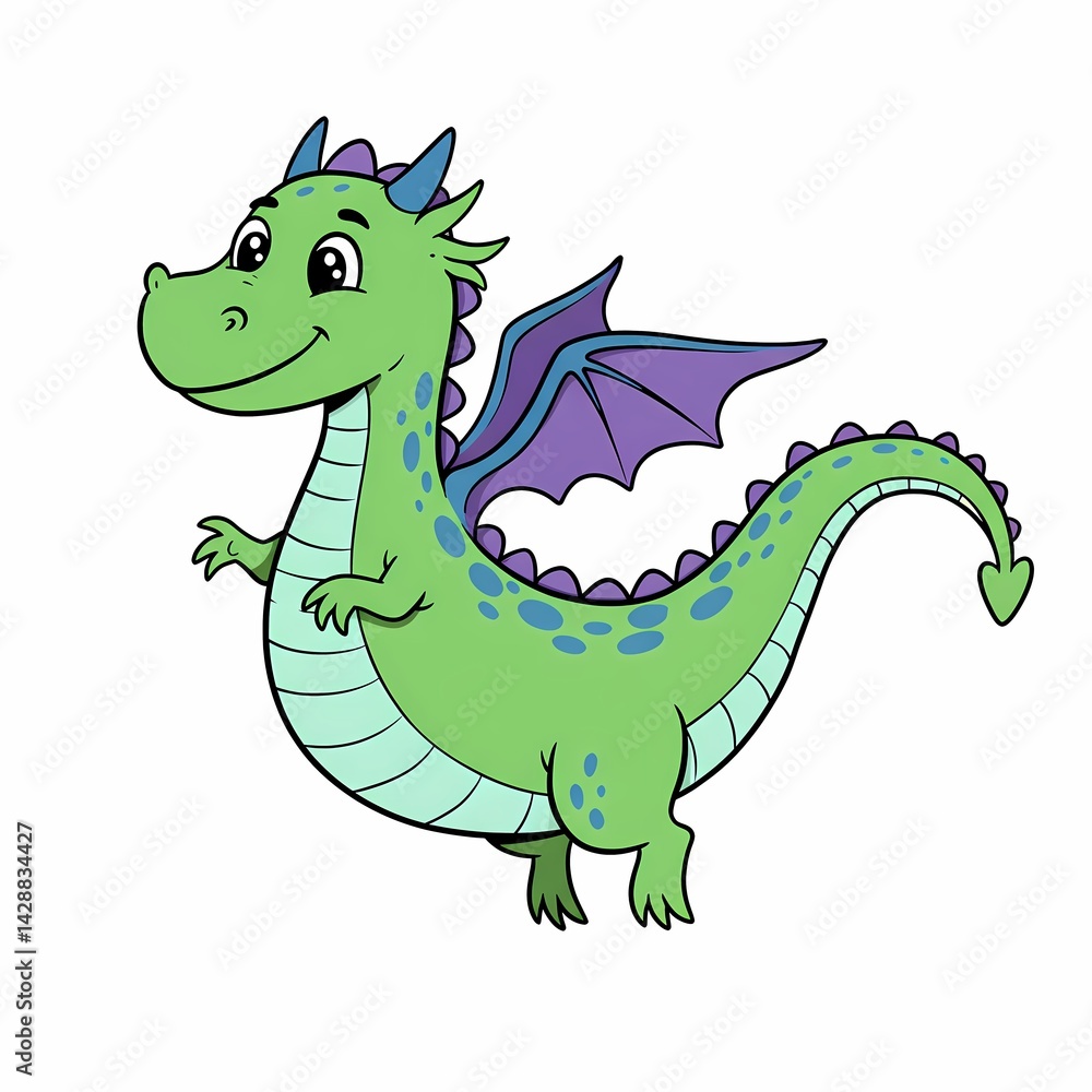 Fototapeta premium Whimsical Dragon in a Simple Artistic Style: A Charming and Lighthearted Illustration 
