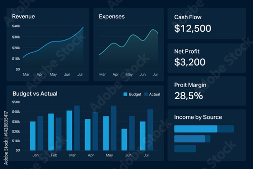 Obraz na płótnie Professional financial dashboard with charts and performance metrics w salonie