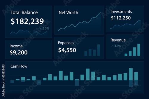 Obraz na płótnie Professional financial dashboard with charts and performance metrics w salonie