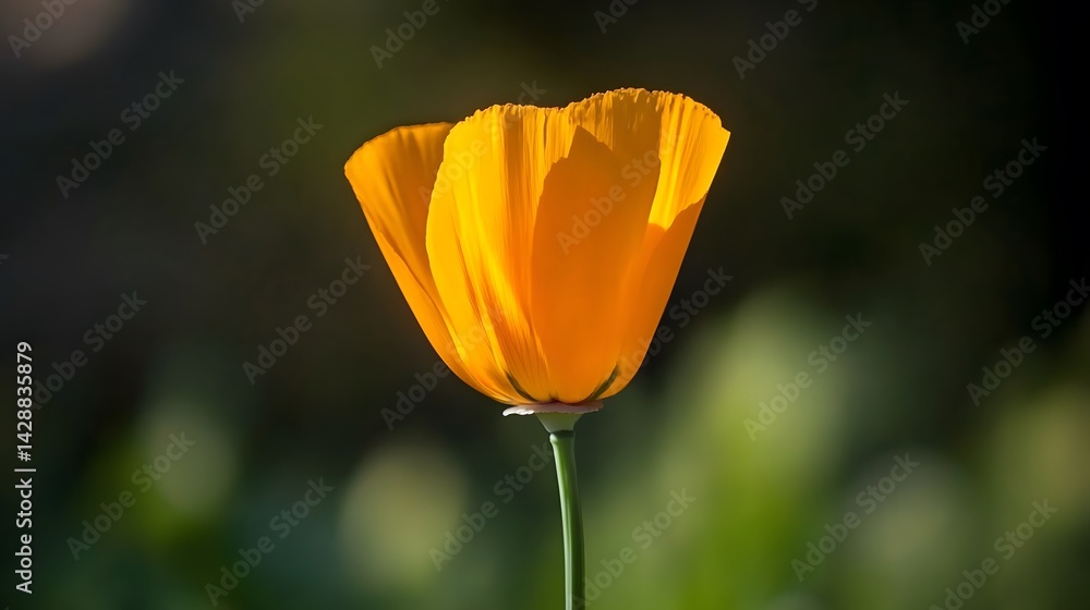 Fototapeta premium Vibrant Orange California Poppy Flower Close Up