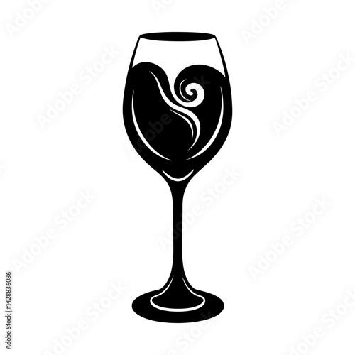 Elegant wine glass illustration for designers use silhouette
