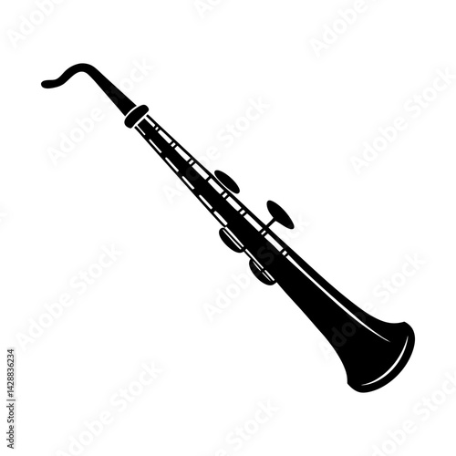 Isolated cor anglais wind instrument illustration silhouette