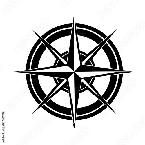 Vector graphic of a nautical compass rose design silhouette