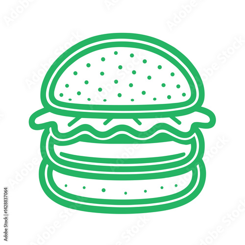 Outline illustration of a vegetarian burger with lettuce