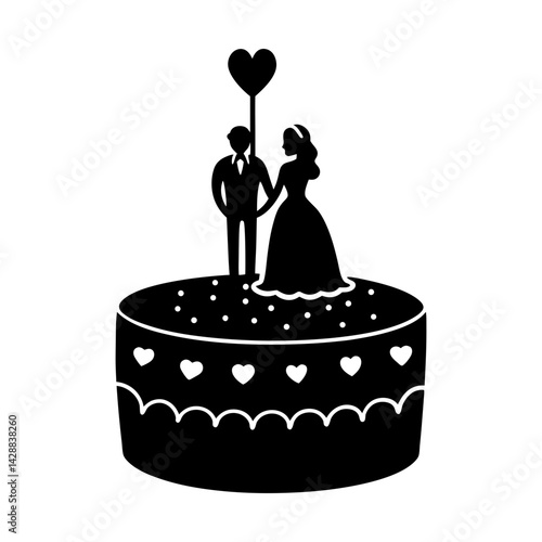 Elegant wedding cake topper silhouette celebration