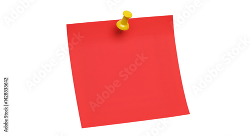 Red sticky note with yellow pushpin
