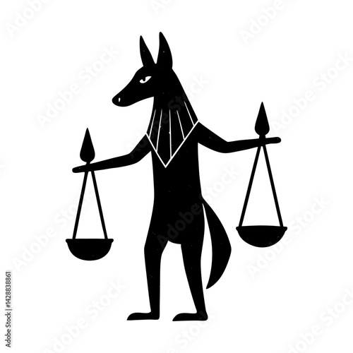 Anubis holding scales of justice vector graphic silhouette