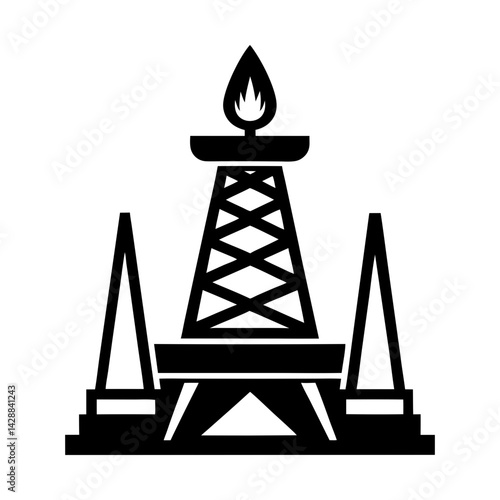 Oilfield petroleum drilling rig industry resource silhouette