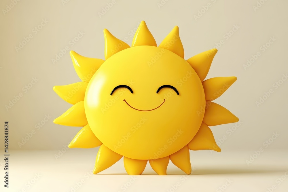 3d vector minimal cartoon sun icon