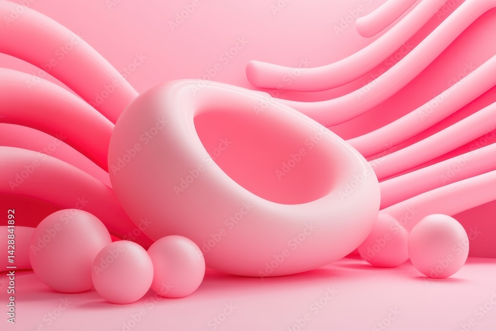 Abstract wallpaper made of pink 3D balls. colorful 3D render.