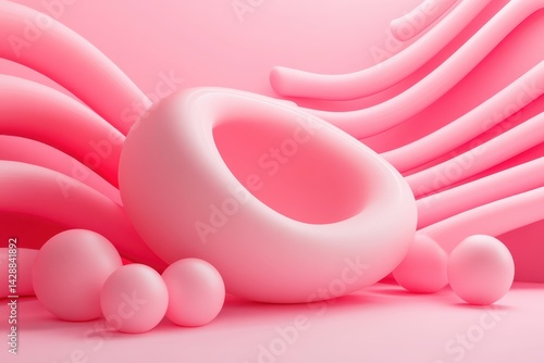 Abstract wallpaper made of pink 3D balls. colorful 3D render. 
