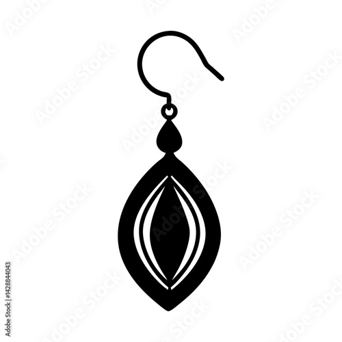 Stylish teardrop earring fashion jewelry vector art silhouette