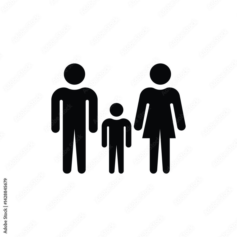 Icon of family with two parents and one child Icon of family with two parents and one child
