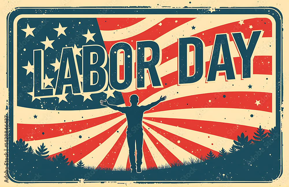 Retro Vintage Style Labor Day Promotional Poster Photo Style 10