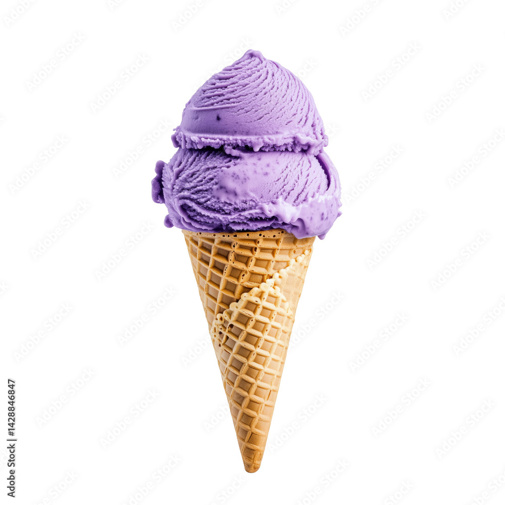 Delicious purple ice cream cone transparent background studio shot sweet treat Delicious purple ice cream cone transparent background studio shot sweet treat