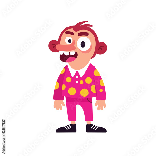 Quirky Cartoon Man in Pink Pajamas Illustration
