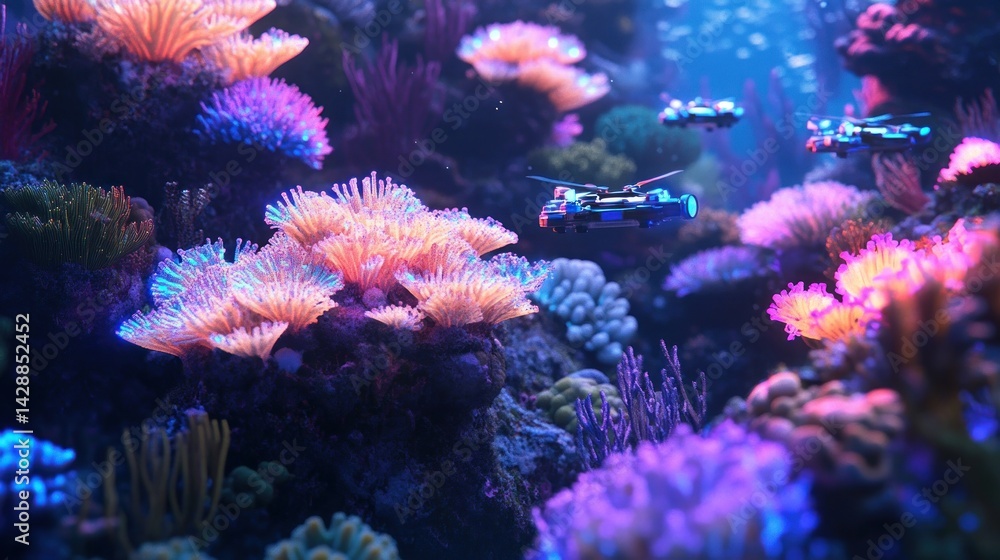 Underwater Robot Exploration; Coral Reef, Bioluminescence Underwater Robot Exploration; Coral Reef, Bioluminescence