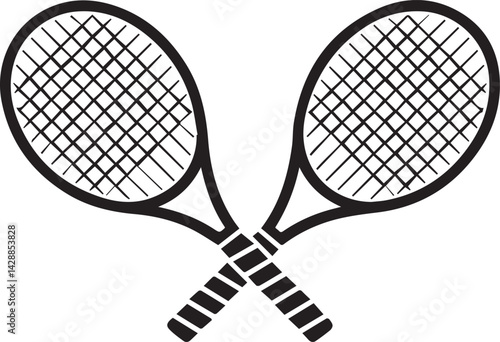 tennis racket sport isolated icon vector illustration design  black and white