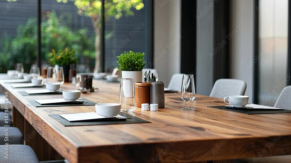 Refined Dining Table Setting with Natural Light and Elegant Interior Design Refined Dining Table Setting with Natural Light and Elegant Interior Design
