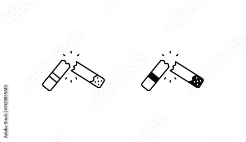Broken Cigrete icon design with white background stock illustration