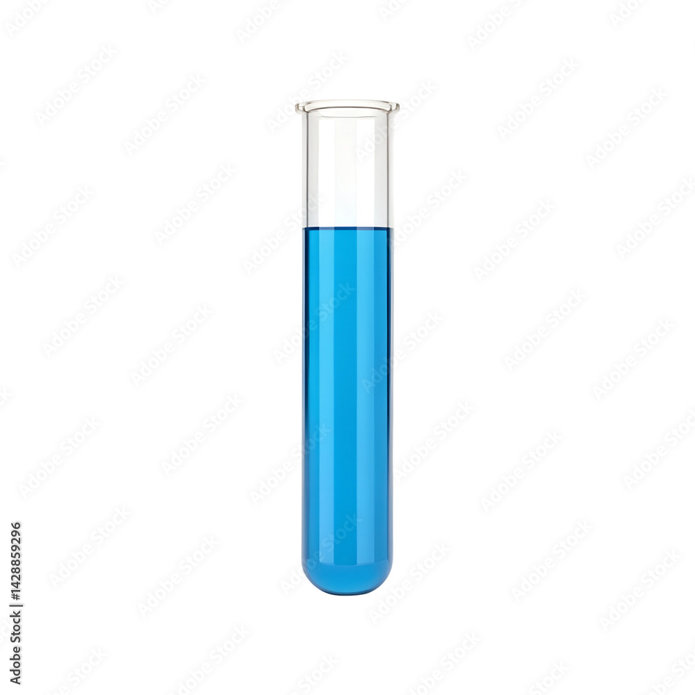 A laboratory test tube filled with blue liquid and isolated on gray A laboratory test tube filled with blue liquid and isolated on gray