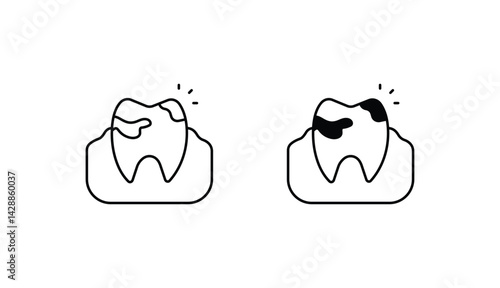 Tooth Decay icon design with white background stock illustration