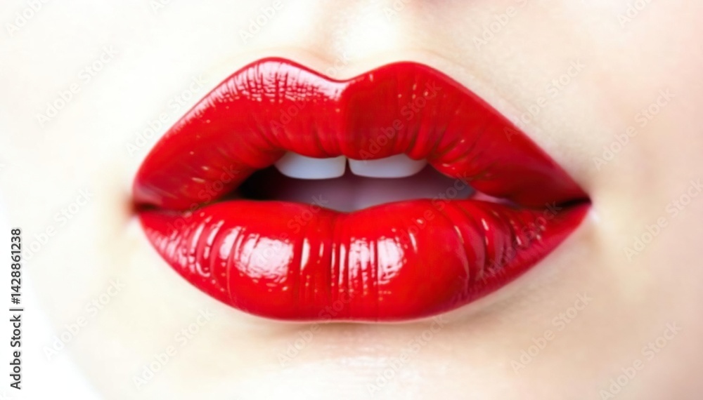 Intensely pigmented red lip swatch, pure white setting, color swatch, simple, smooth Intensely pigmented red lip swatch, pure white setting, color swatch, simple, smooth