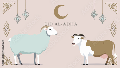 Eid al-Adha Vector Collection: Cute Sheep and Festive Elements