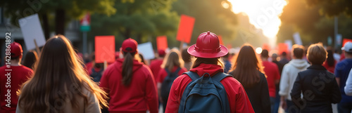 Obraz na płótnie Labor Union Members Marching Peacefully On Labor Day Photo Style 10 w salonie
