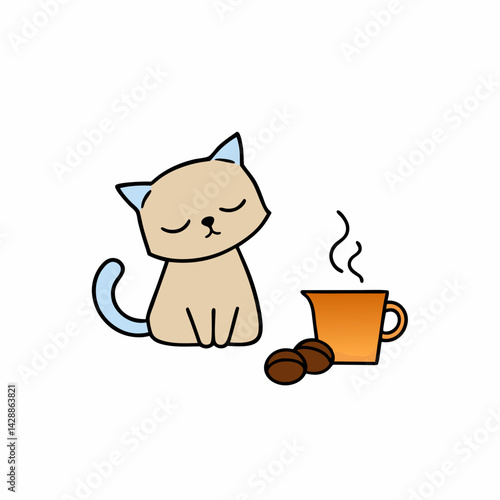 cup of coffee with cat