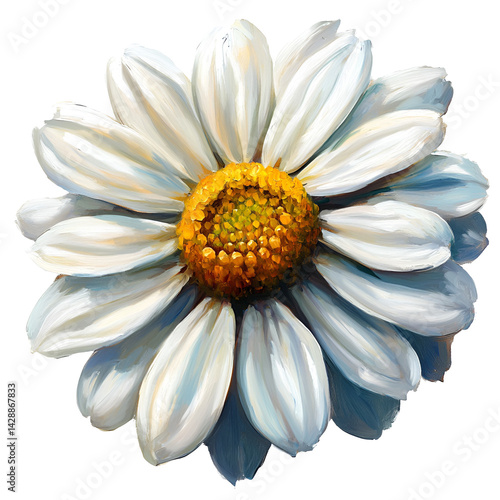 A painted white daisy flower close up view