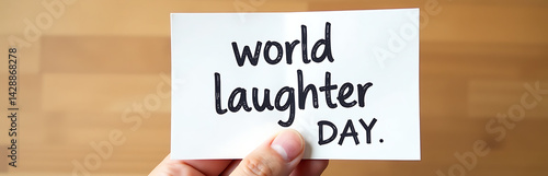 Obraz na płótnie Handwritten Note About Joy And Laughter For World Laughter Day w salonie