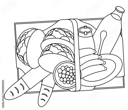 Hand drawn picnic basket illustration