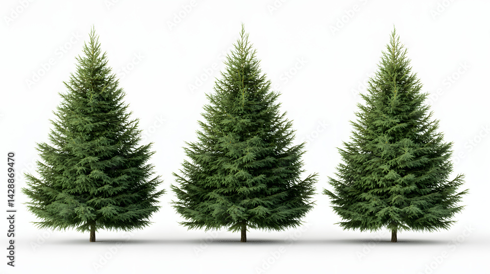 Green fir christmas tree isolated on white evokes a winter holiday scene Green fir christmas tree isolated on white evokes a winter holiday scene