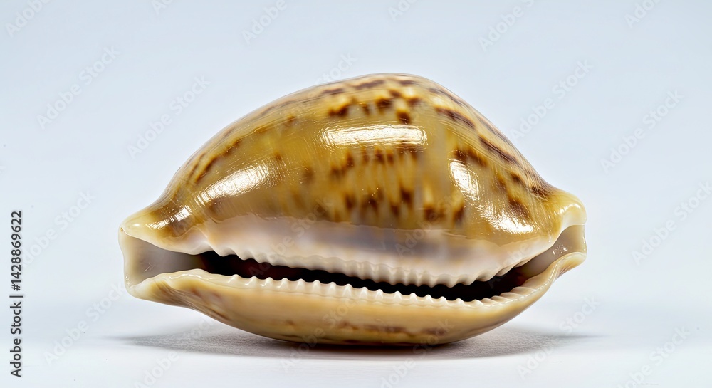 Glossy Cowrie Sea Snail Shell (Cypraeidae) Isolated on White Background Marine Mollusk Collection Glossy Cowrie Sea Snail Shell (Cypraeidae) Isolated on White Background Marine Mollusk Collection