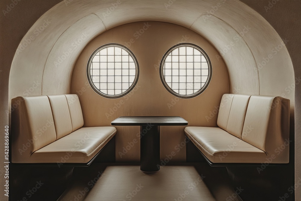 Fototapeta premium Cozy, minimalist booth seating area