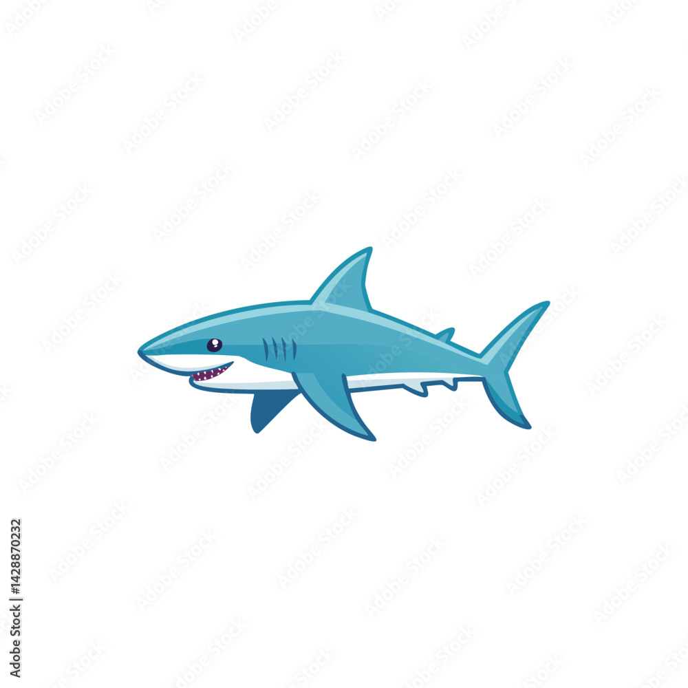 Fototapeta premium Shark Vector Illustration, Scary Animal Character for decor.