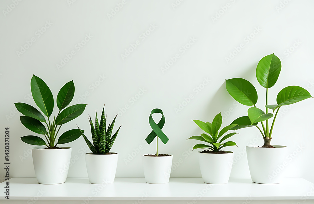 Green Plants On Desktop For Asthma And Allergy Awareness