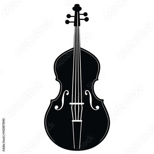 Isolated Black Vector Musician using Element cello With White Background