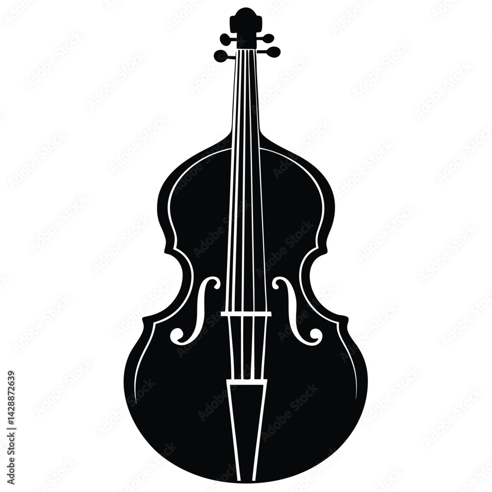 Fototapeta premium Isolated Black Vector Musician using Element cello With White Background
