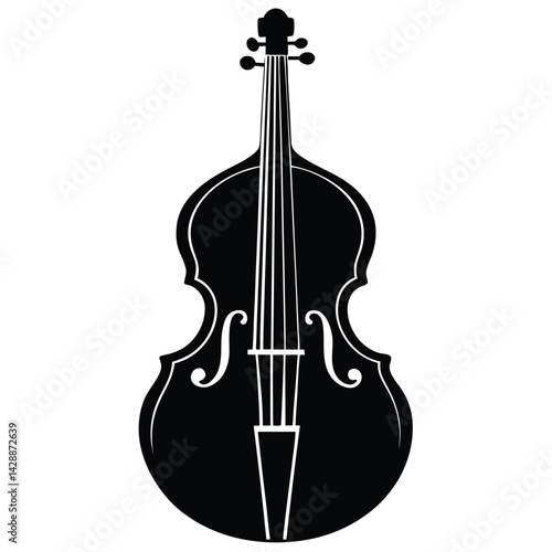 Isolated Black Vector Musician using Element cello With White Background