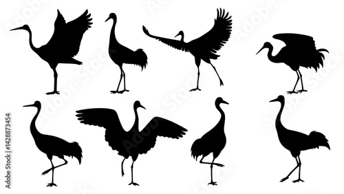set of sandhill silhouette vector on white background