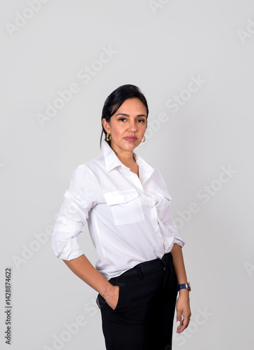 Obraz na płótnie A woman in a white shirt w salonie