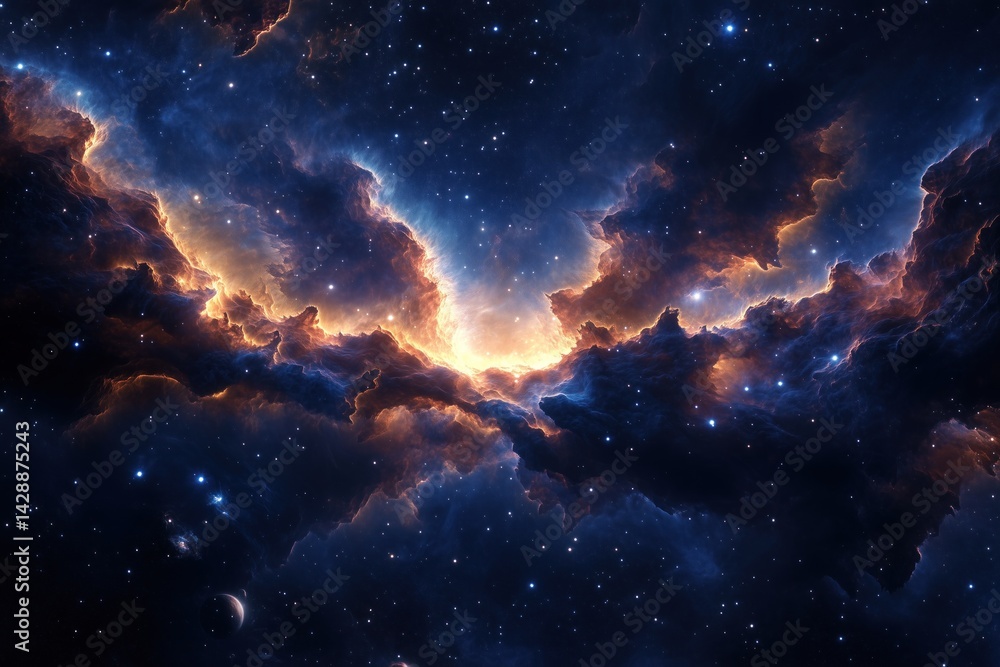 Obraz premium Cosmic Clouds And Glowing Celestial Galaxy
