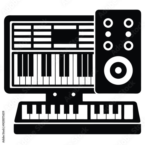 Isolated Black Vector Musician using Element daw software  ableton  fl  etc   With White Background