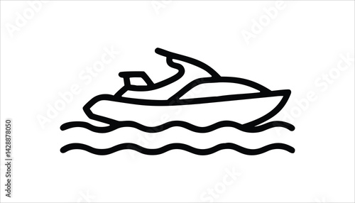 Jet Ski Vector Illustration on Water with Waves