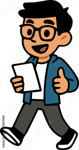 cartoon businessman reading a book