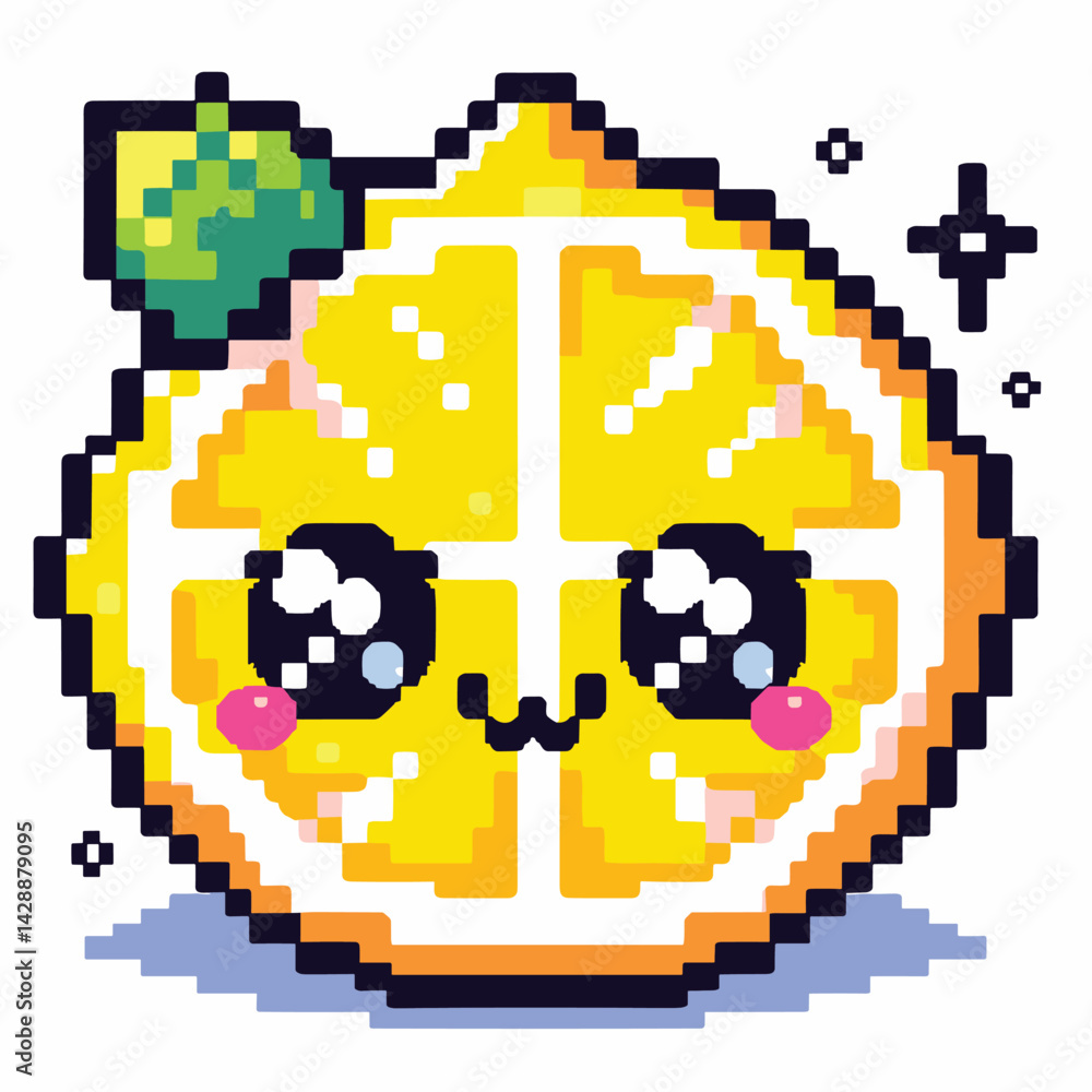 Obraz premium Cute Kawaii Lemon with Lime Pixel Art Illustration