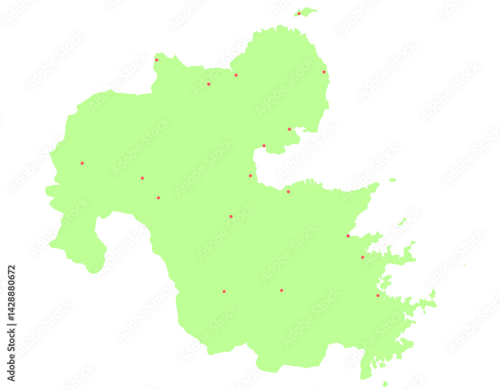 Fototapeta premium 大分県 地図 黄緑 斑点 イラスト